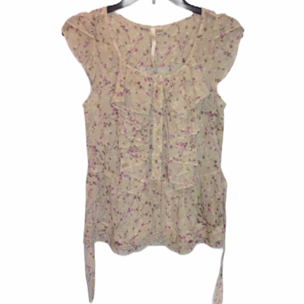 LC Lauren Conrad Floral Print Career Blouse XS